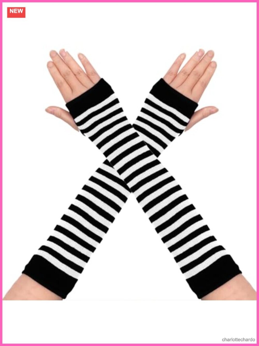 Punk Gothic Knitted Arm Warmers Fingerless Gloves Costume Accessory